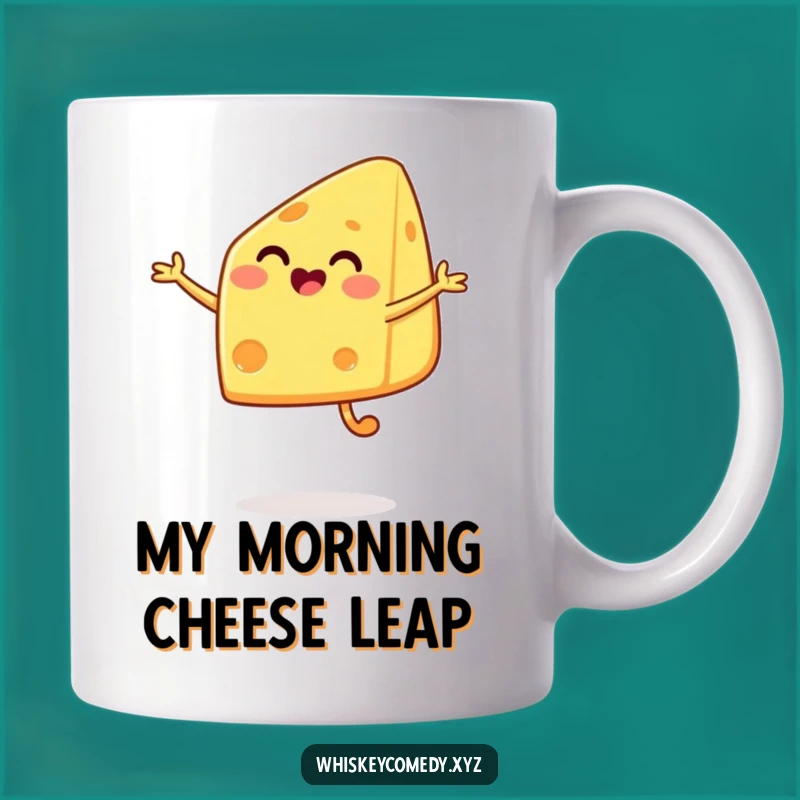 Funny Cheese Jump Mug: Happy Wedge Delight, Perfect Humorous Gift for Cheese Lovers