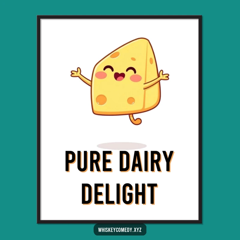 Funny Cheese Jump Digital Art: Instant Happy Wedge Decor, Unique Humorous Gift