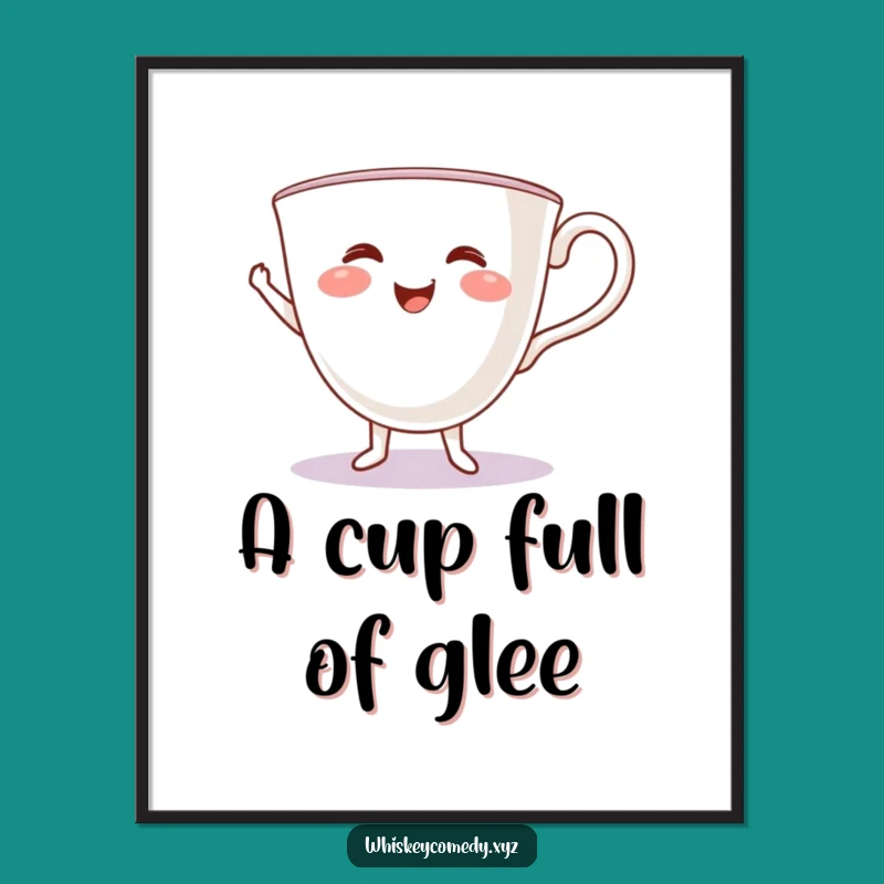 Funny Teacup Jig Digital Art: Instant Cheerful Dancing Cup Decor, Unique Humorous Gift