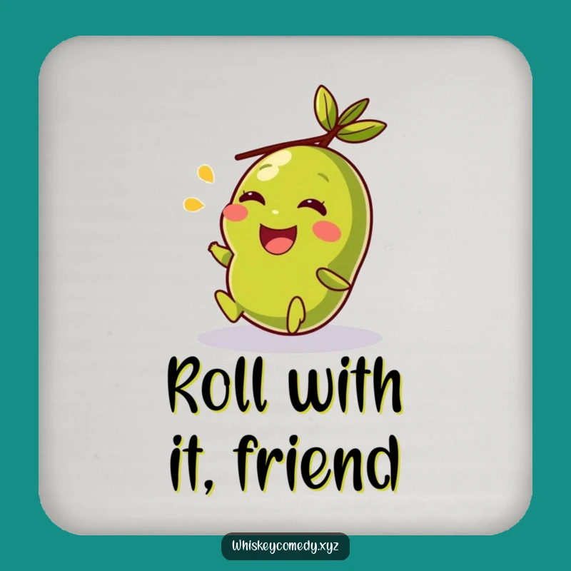 Funny Giggling Olive Rolling Drink Coaster - Protect Surfaces Hilariously