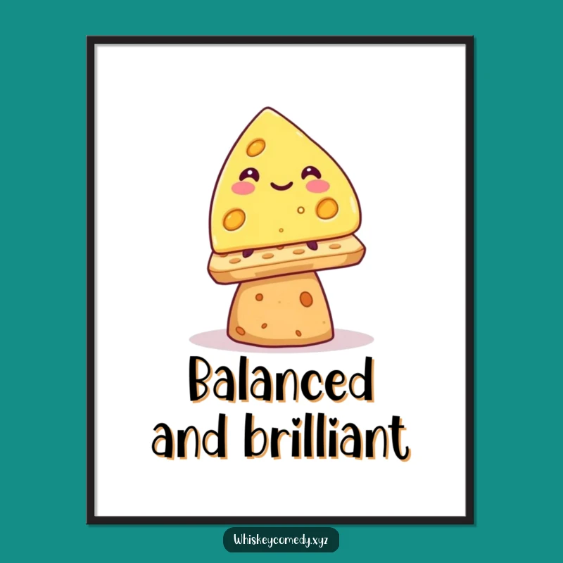 Funny Cheese Wedge Poster: Smile-Inducing Balance for Your Walls