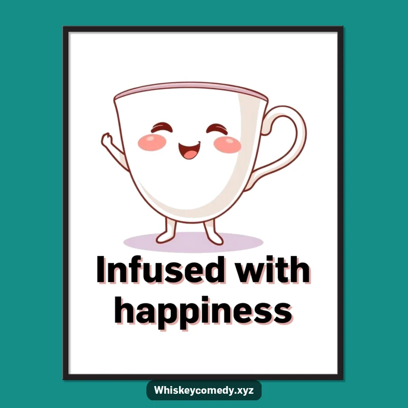 Funny Teacup Jig Poster: Lively Dancing Cup Wall Art, Perfect Humorous Home Decor Gift