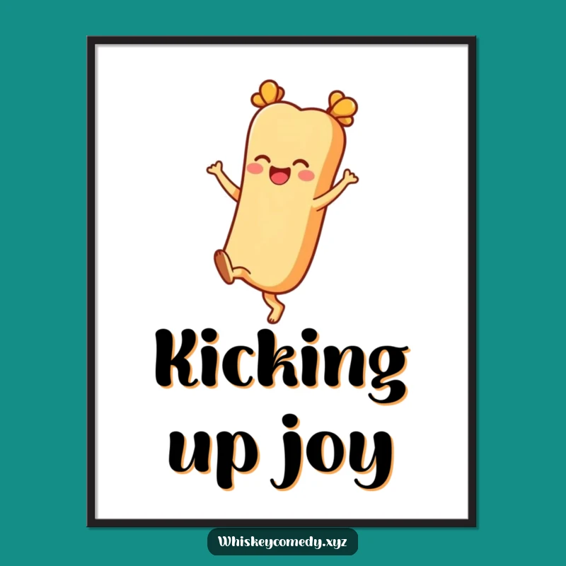 Funny Baguette Poster: Joyful Kick Art, Perfect Funny Gift for Kitchen