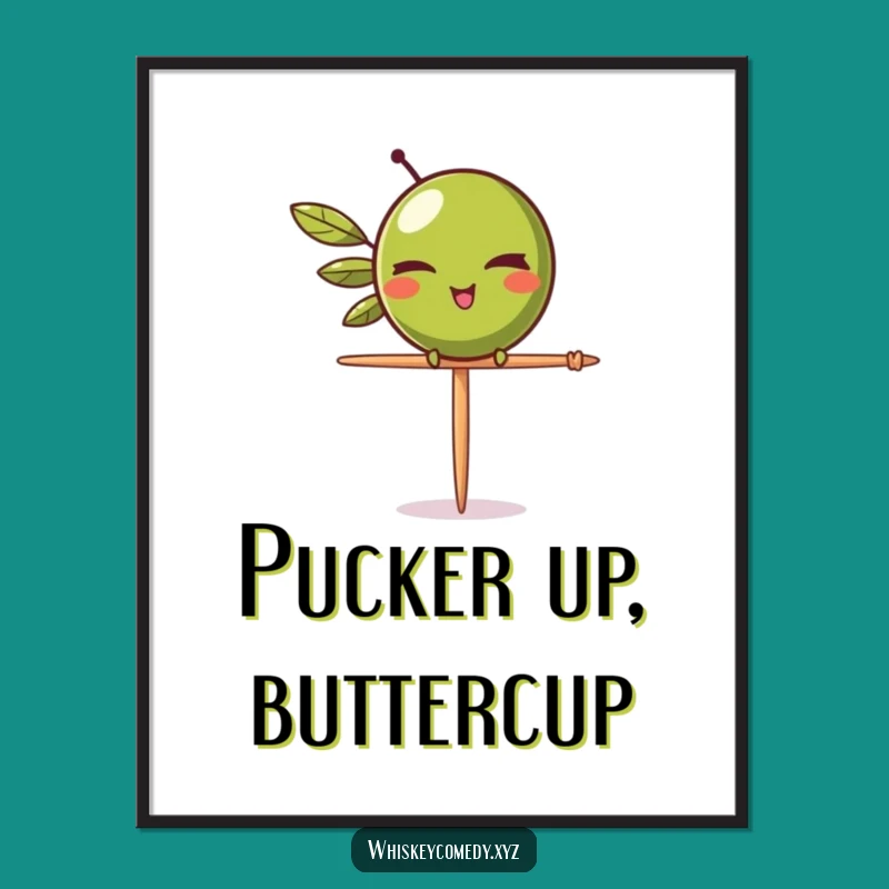 Funny Olive Wink Poster: Cheeky Appetizer Art, Perfect Playful Decor, Great Humorous Gift