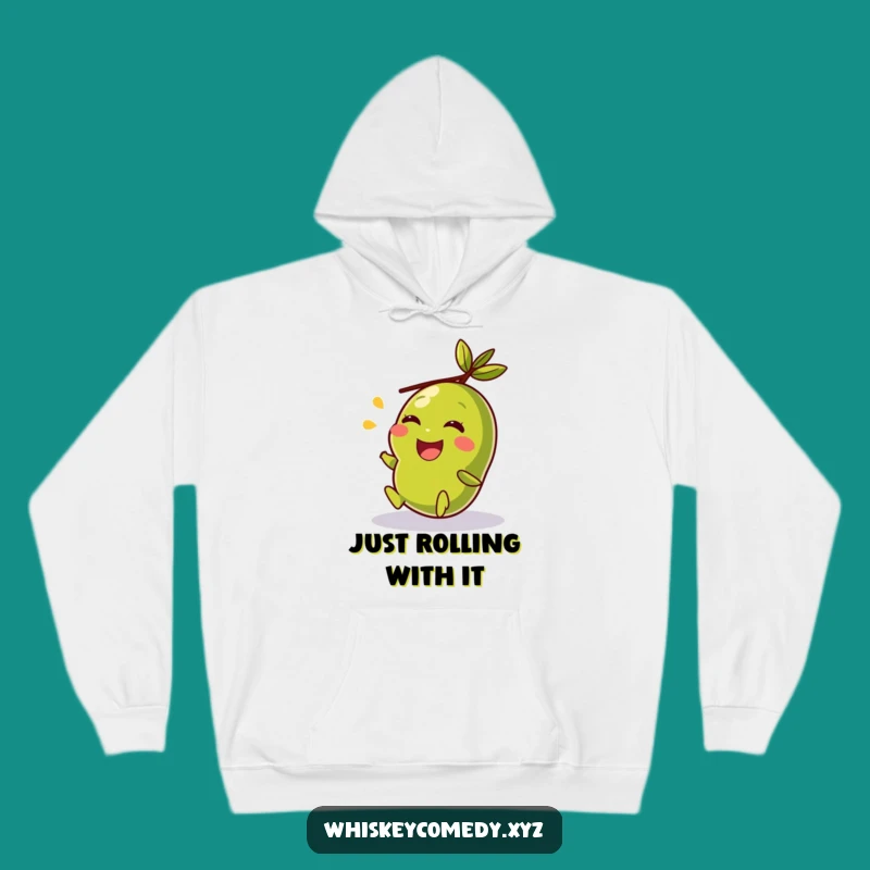 Funny Giggling Olive Rolling Hoodie - Cozy Hilarious Gift for Food Lovers