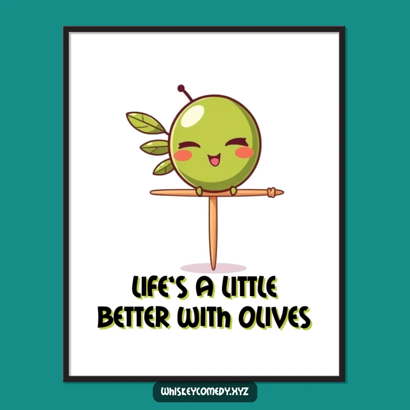 Free Printable Winking Olive Wall Art: Funny Balanced Olive Downloadable Decor