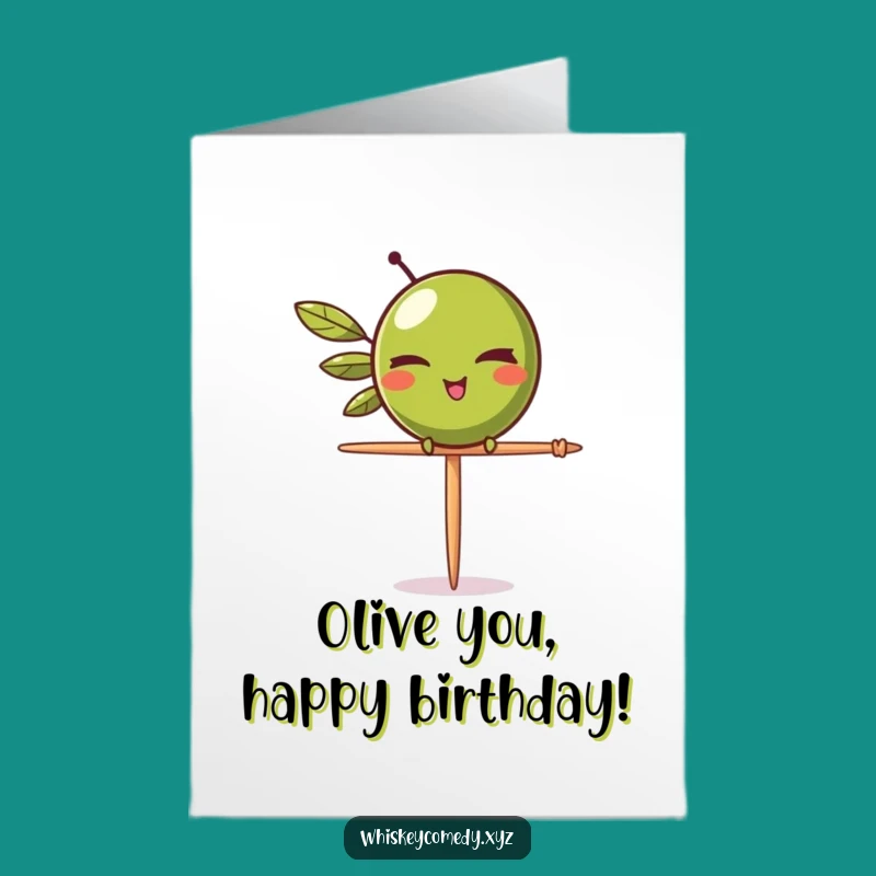 Free Printable Winking Olive Birthday Card: Funny Downloadable for Cocktail Lovers