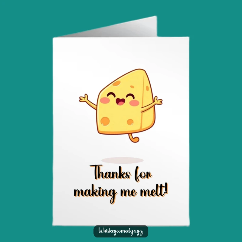 Free Printable Jumping Cheese Thank You Card: Grateful Wedge Downloadable