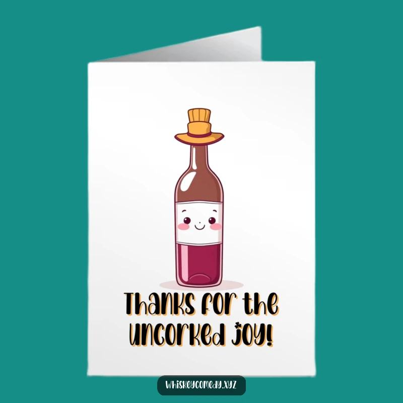 Free Printable Wine Hat Thank You Card: Grateful Wine Bottle Downloadable